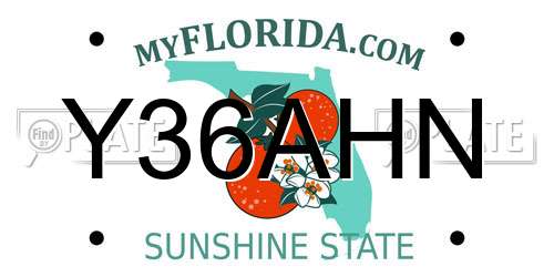 Y36AHN Florida License Plate