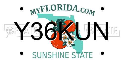 Y36KUN Florida License Plate