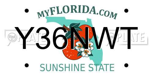 Y36NWT Florida License Plate