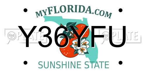Y36YFU Florida License Plate