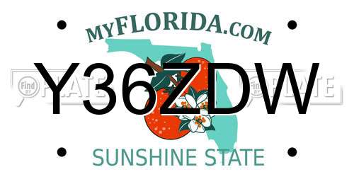 Y36ZDW Florida License Plate