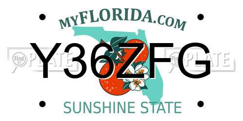 Y36ZFG Florida License Plate
