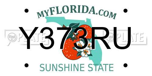 Y373RU Florida License Plate