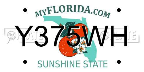 Y375WH Florida License Plate