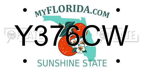 Y376CW Florida License Plate