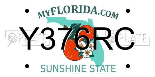 Y376RC Florida License Plate