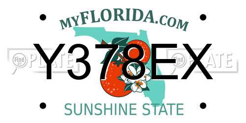 Y378EX Florida License Plate