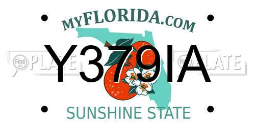 Y379IA Florida License Plate
