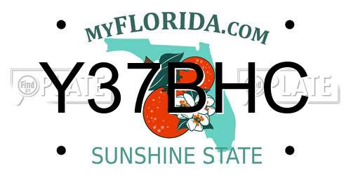 Y37BHC Florida License Plate