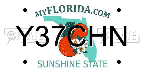 Y37CHN Florida License Plate