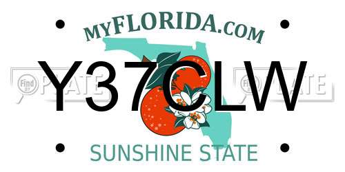 Y37CLW Florida License Plate