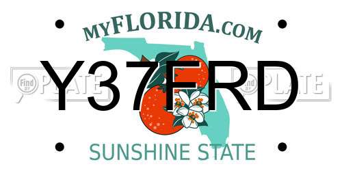 Y37FRD Florida License Plate