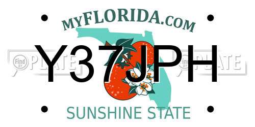 Y37JPH Florida License Plate