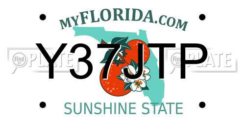 Y37JTP Florida License Plate