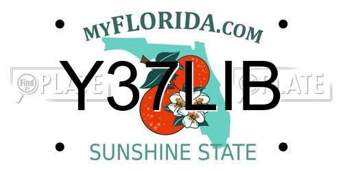 Y37LIB Florida License Plate