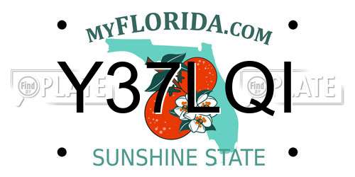 Y37LQI Florida License Plate