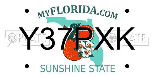 Y37PXK Florida License Plate