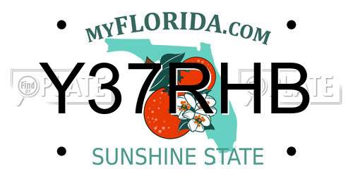 Y37RHB Florida License Plate
