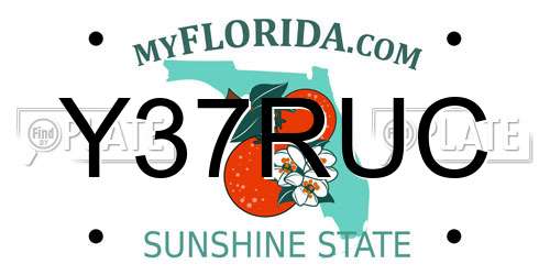 Y37RUC Florida License Plate