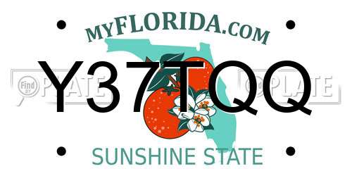 Y37TQQ Florida License Plate