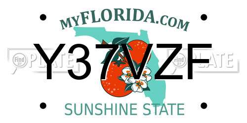 Y37VZF Florida License Plate