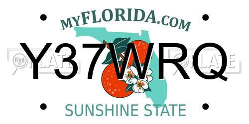 Y37WRQ Florida License Plate