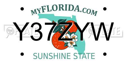 Y37ZYW Florida License Plate