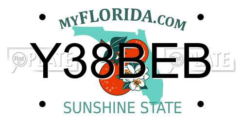 Y38BEB Florida License Plate