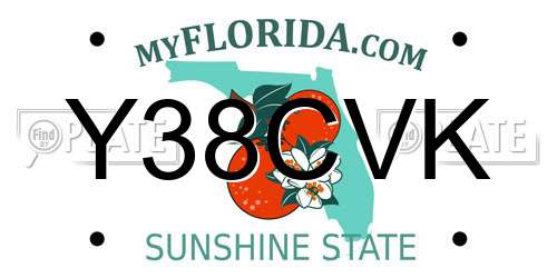 Y38CVK Florida License Plate
