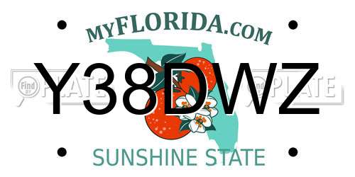 Y38DWZ Florida License Plate