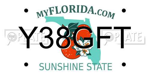 Y38GFT Florida License Plate