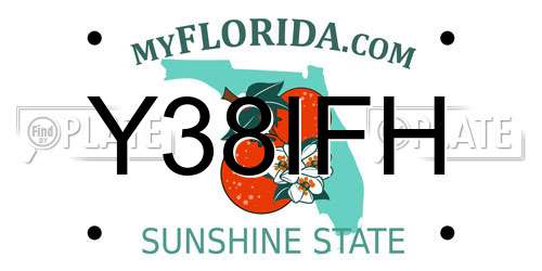 Y38IFH Florida License Plate