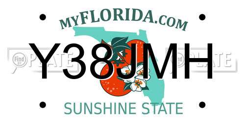 Y38JMH Florida License Plate