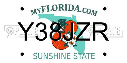 Y38JZR Florida License Plate