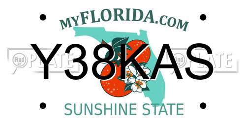 Y38KAS Florida License Plate