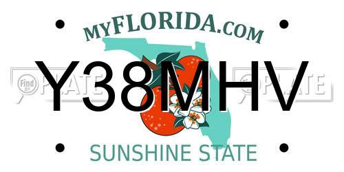 Y38MHV Florida License Plate