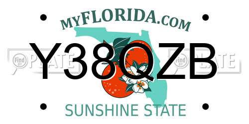 Y38QZB Florida License Plate