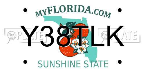 Y38TLK Florida License Plate
