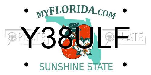 Y38ULF Florida License Plate