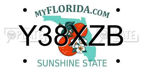Y38XZB Florida License Plate