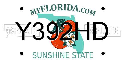 Y392HD Florida License Plate