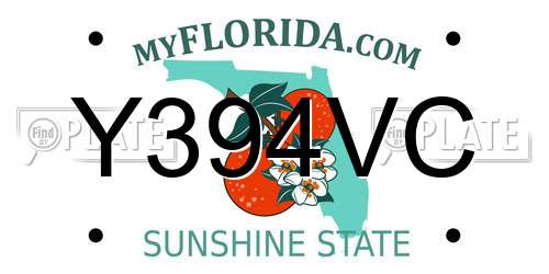 Y394VC Florida License Plate