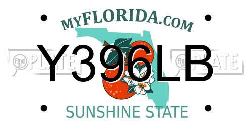Y396LB Florida License Plate