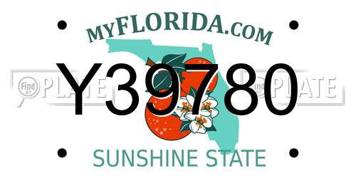 Y39780 Florida License Plate