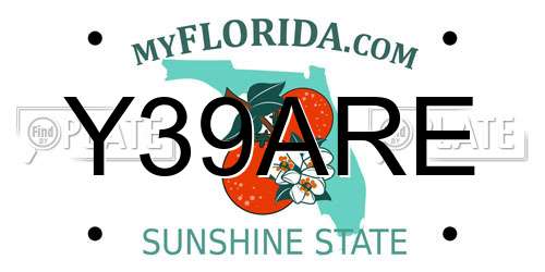 Y39ARE Florida License Plate