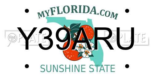 Y39ARU Florida License Plate