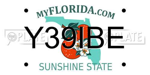 Y39IBE Florida License Plate