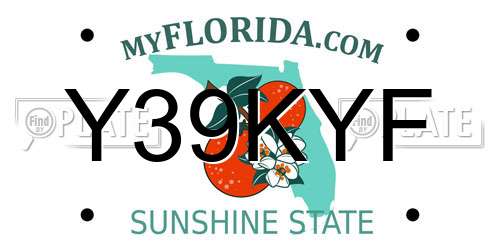 Y39KYF Florida License Plate