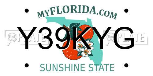 Y39KYG Florida License Plate