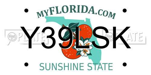 Y39LSK Florida License Plate